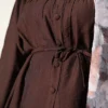 Belted Two-Piece Set with Gathered Bust Brown - Image 4