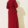 Belted Two-Piece Set with Gathered Bust Burgundy – Bild 3