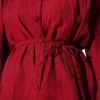 Belted Two-Piece Set with Gathered Bust Burgundy – Bild 4