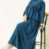 Belted Two-Piece Set with Gathered Bust Petrol