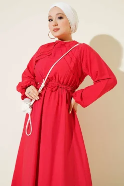Alternative Ansicht von Ruffle Detail Belted Dress Red