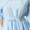 Ruffle Detail Belted Dress Blue – Bild 4