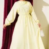 Ruffle Detail Belted Dress Yellow