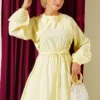 Ruffle Detail Belted Dress Yellow - Imagen 2