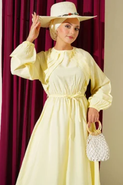 Alternative view of Ruffle Detail Belted Dress Yellow
