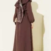 Ruffled Breast Tie Dress Brown - Image 3