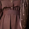 Ruffled Breast Tie Dress Brown - Image 4
