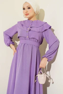 منظر بديل لـ Ruffled Breast Tie Dress Lilac