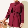 Shirt with Chest Panel and Ties Burgundy