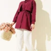Shirt with Chest Panel and Ties Burgundy - Afbeelding 2