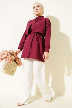 Alternatieve weergave van Shirt with Chest Panel and Ties Burgundy