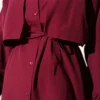 Shirt with Chest Panel and Ties Burgundy - Afbeelding 4