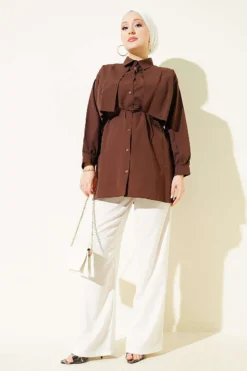 Alternatieve weergave van Shirt with Chest Panel and Ties Brown