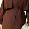 Shirt with Chest Panel and Ties Brown - Afbeelding 4
