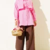 Shirt with Chest Panel and Ties Pink - Afbeelding 2