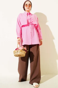 Alternatieve weergave van Shirt with Chest Panel and Ties Pink