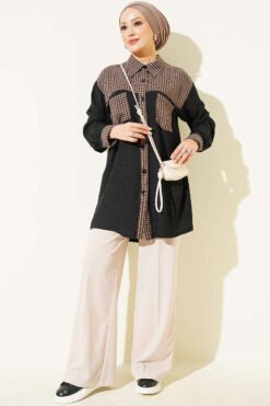 Alternative view of Checkered Patterned Shirt with Contrast Details Mink