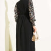 Balloon Sleeve Printed Chiffon Dress Burgundy – Bild 3