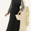 Balloon Sleeve Printed Chiffon Dress Leopard