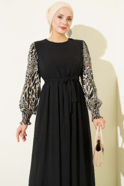 Alternative view of Balloon Sleeve Printed Chiffon Dress Leopard