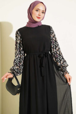 Alternative view of Balloon Sleeve Printed Chiffon Dress Purple