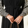 Balloon Sleeve Printed Chiffon Dress Black - الصورة 4