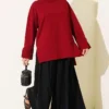 Wide Sleeve Slit Detail Tunic Burgundy – Image 2