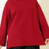 Wide Sleeve Slit Detail Tunic Burgundy – Image 4
