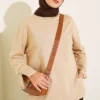 Wide Sleeve Slit Detail Tunic Latte