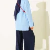 Wide Sleeve Slit Detail Tunic Blue – Image 3
