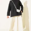 Wide Sleeve Slit Detail Tunic Black – Image 2