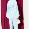 Wide Sleeve Drawstring Two-Piece Set Blue - Imagen 3