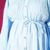 Wide Sleeve Drawstring Two-Piece Set Blue - Imagen 4