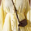 Wide Sleeve Drawstring Two-Piece Set Yellow - immagine 4