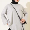 Wide Sleeve Basic Tunic Grey