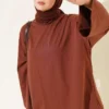 Wide Sleeve Basic Tunic Brown