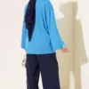 Wide Sleeve Basic Tunic Blue – Image 3