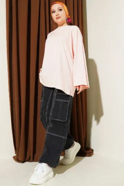 Alternative view of Wide Sleeve Basic Tunic Salmon
