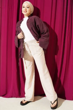 Alternative view of Wide-Leg Elastic Waist Pants Beige