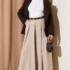 Wide Pleated Pocket Skirt Pants Beige – Bild 2