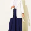 Wide Pleated Pocket Skirt Pants Navy Blue – Image 2