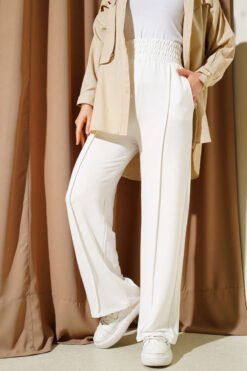 Alternative view of Wide Waistband Elasticated Trousers White