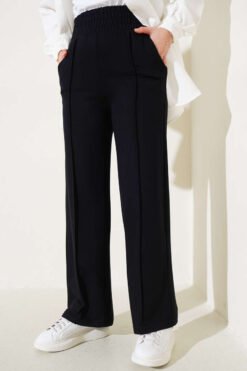 Alternative view of Wide Waistband Elasticated Trousers Black