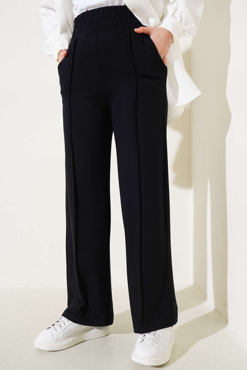 Wide Waistband Elasticated Trousers Black - immagine 2