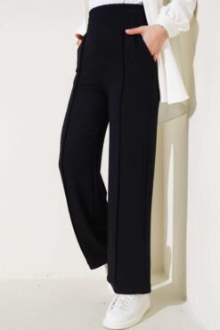 Wide Waistband Elasticated Trousers Black