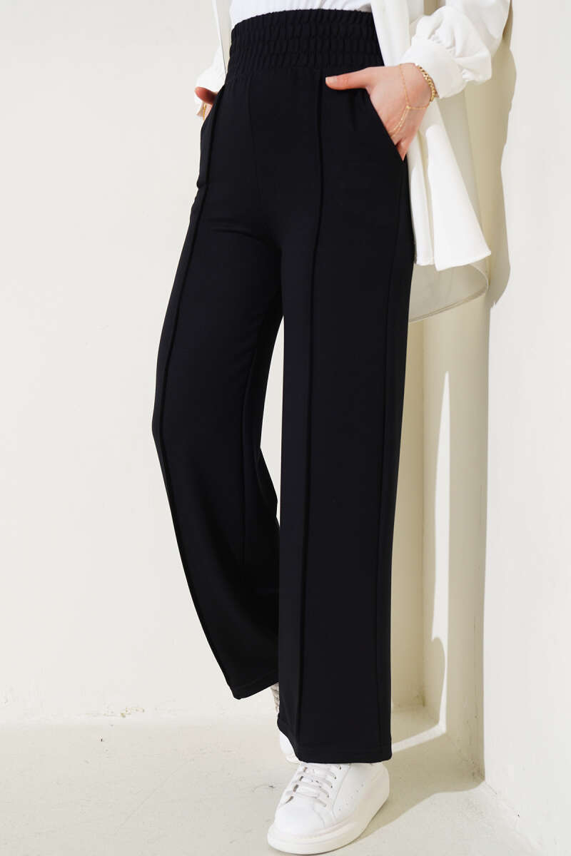 Wide Waistband Elasticated Trousers Black