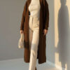 Oversized Pocket Long Knit Cardigan Brown