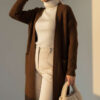 Oversized Pocket Long Knit Cardigan Brown - Image 2
