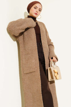 Alternative view of Oversized Pocket Long Knit Cardigan Mink