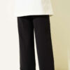 Wide Leg Belted Fabric Trousers Black – Bild 3